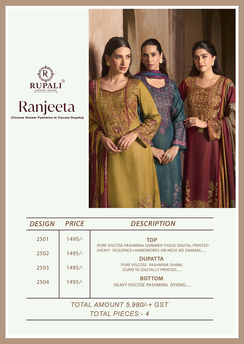 Ranjeeta Rupali Viscose Pashmina Suits Exporter Gujarat