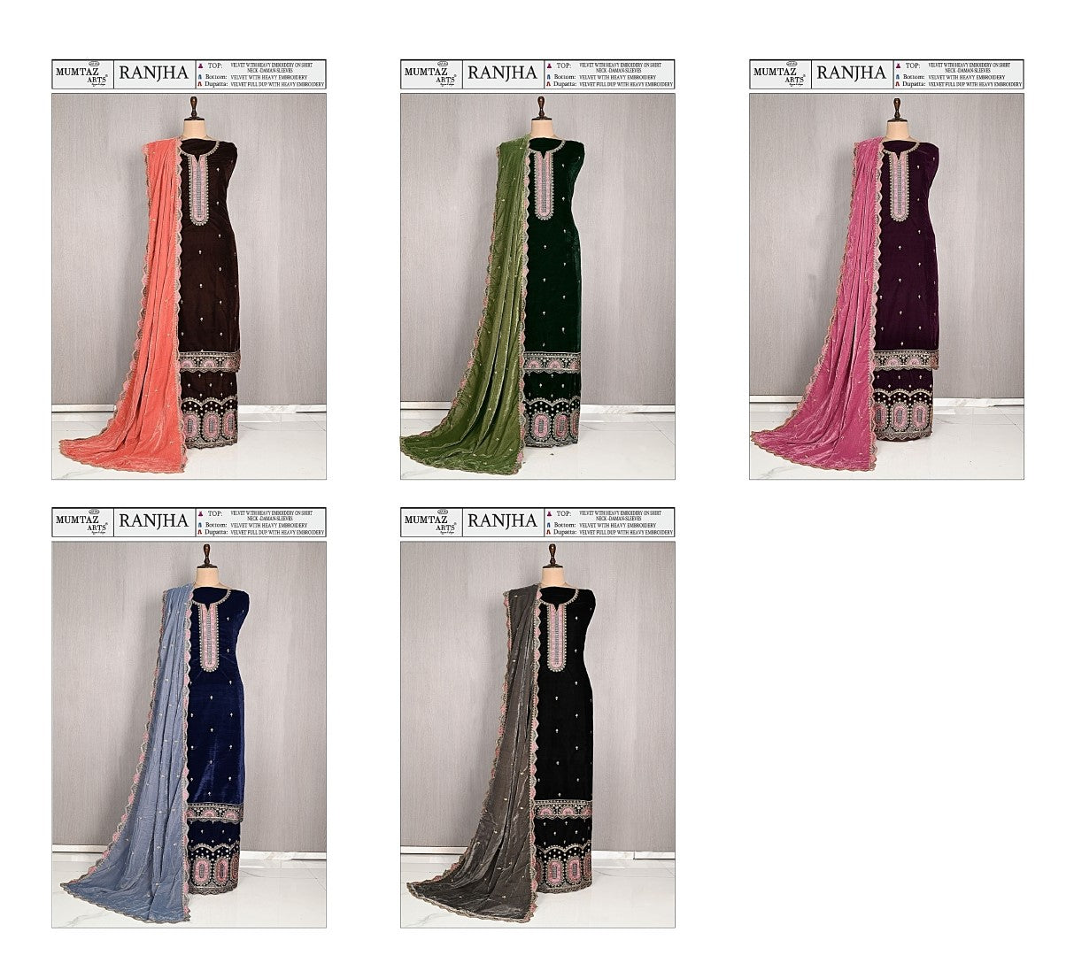 Ranjha Mumtaz Arts Velvet Suits Wholesaler Ahmedabad
