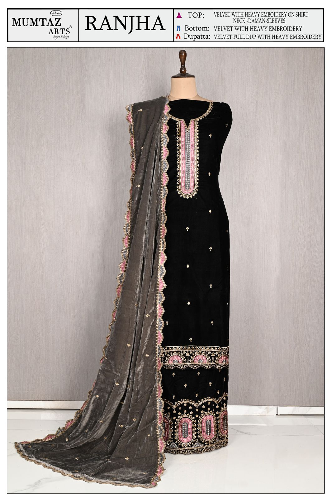 Ranjha Mumtaz Arts Velvet Suits Wholesaler Ahmedabad
