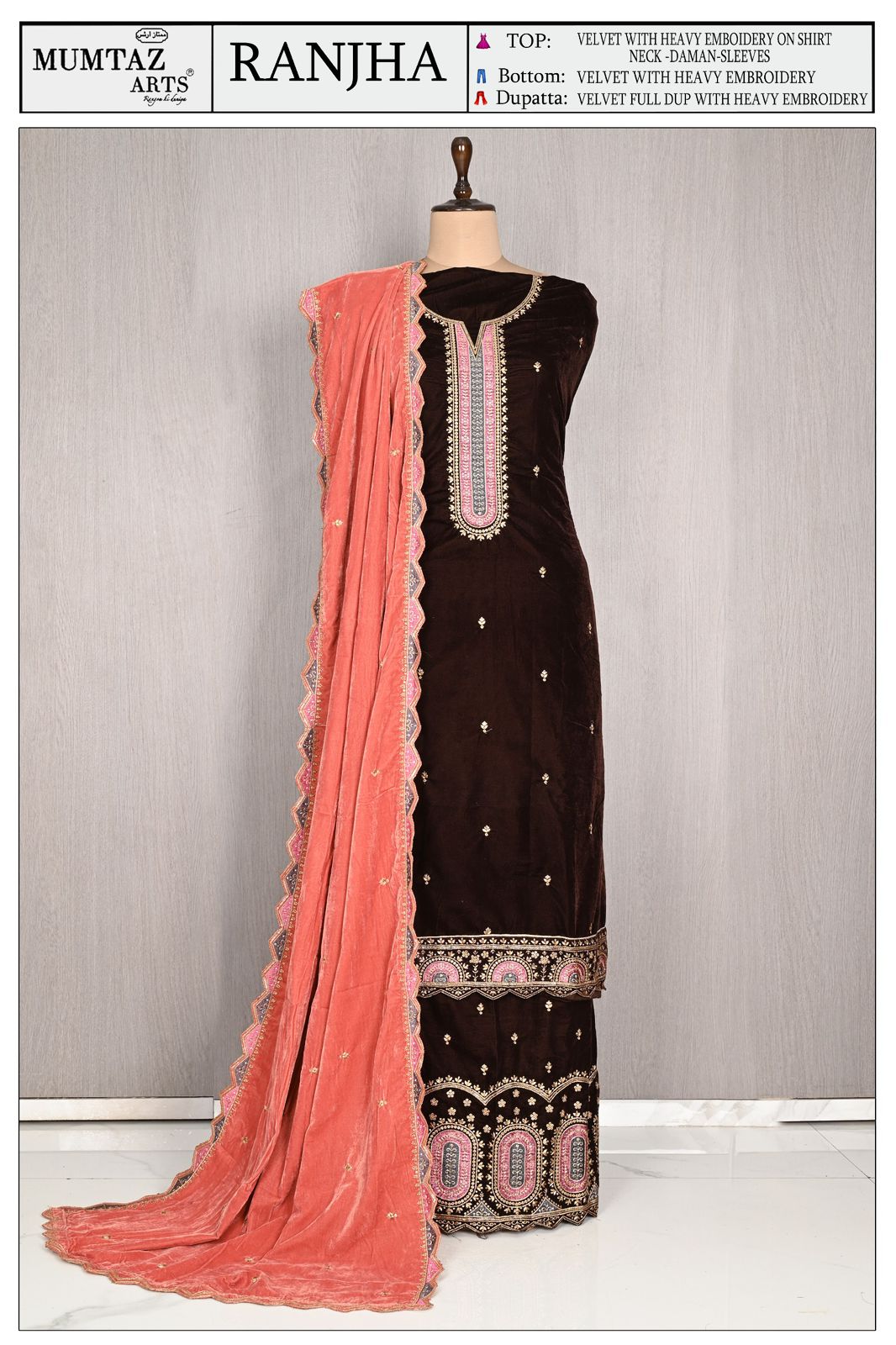 Ranjha Mumtaz Arts Velvet Suits Wholesaler Ahmedabad