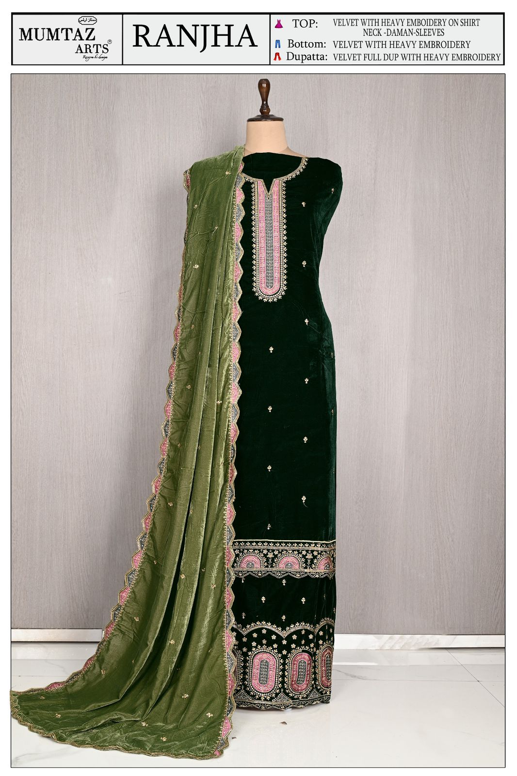 Ranjha Mumtaz Arts Velvet Suits Wholesaler Ahmedabad