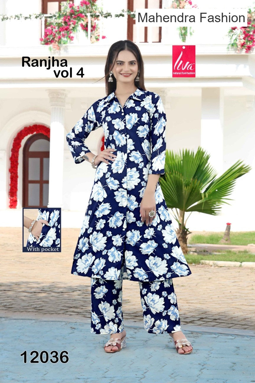 Ranjha Vol 4 Mahendra Fashion Liva Rayon Co Ord Set Exporter Gujarat
