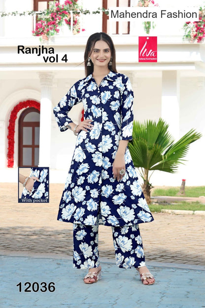 Ranjha Vol 4 Mahendra Fashion Liva Rayon Co Ord Set Exporter Gujarat