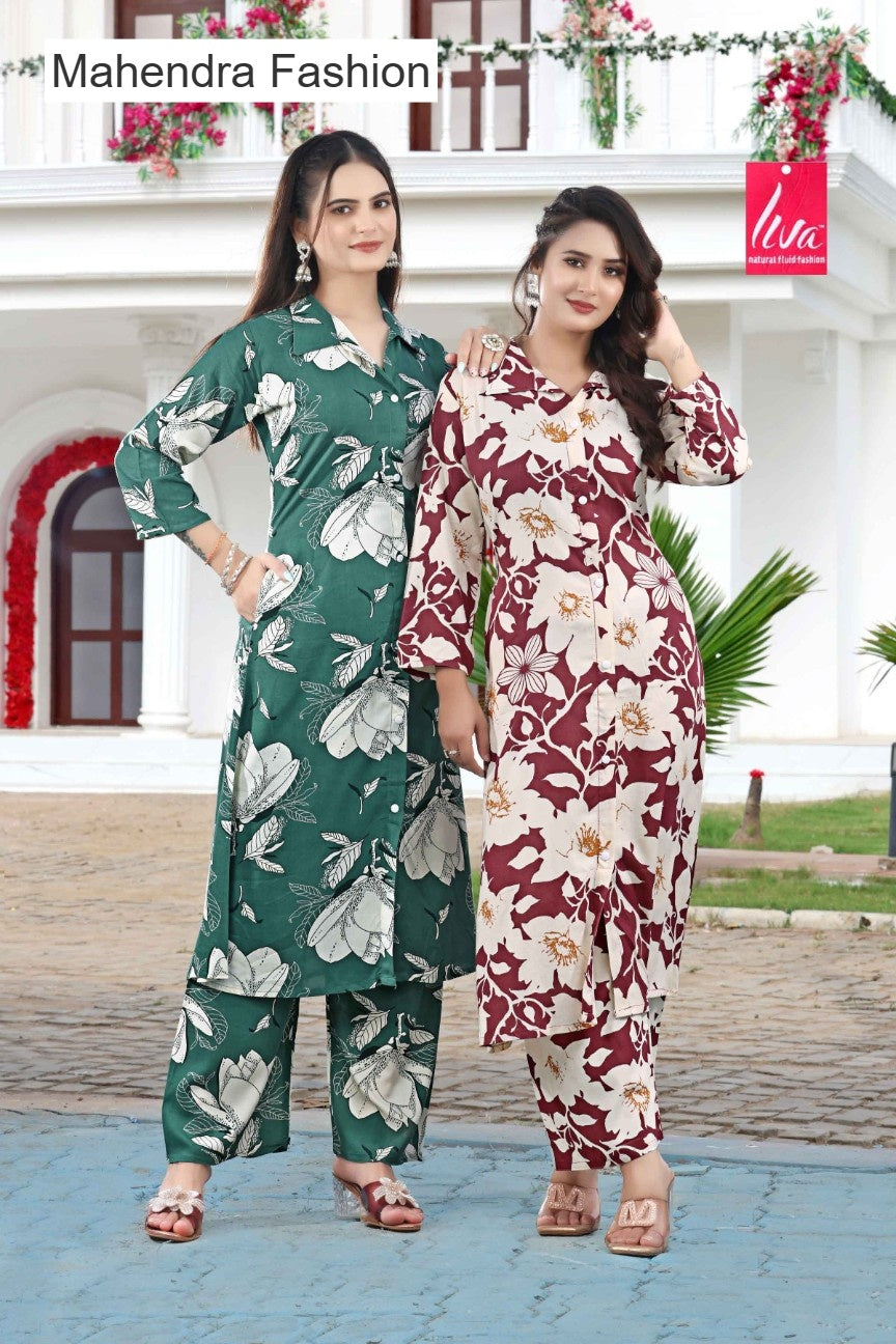 Ranjha Vol 4 Mahendra Fashion Liva Rayon Co Ord Set Exporter Gujarat