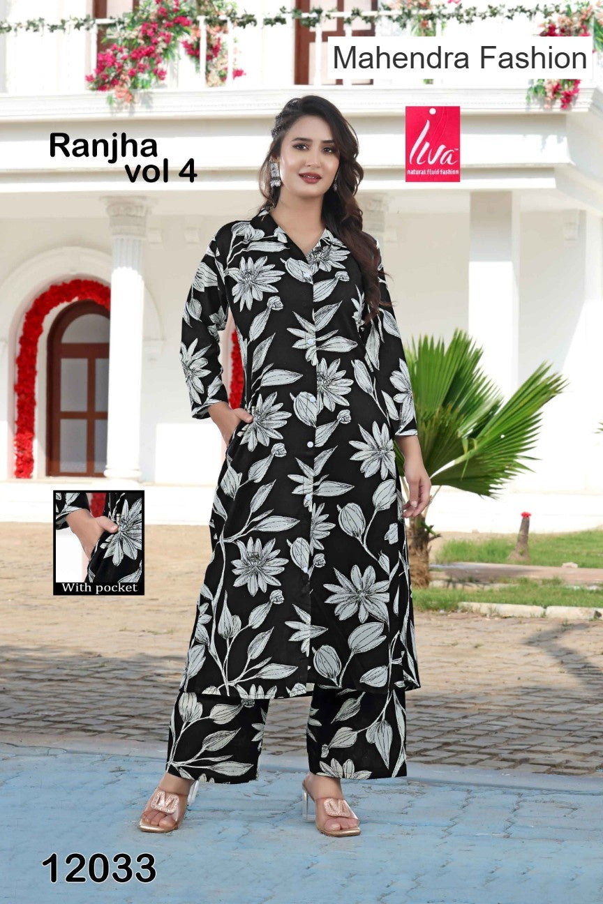 Ranjha Vol 4 Mahendra Fashion Liva Rayon Co Ord Set Exporter Gujarat