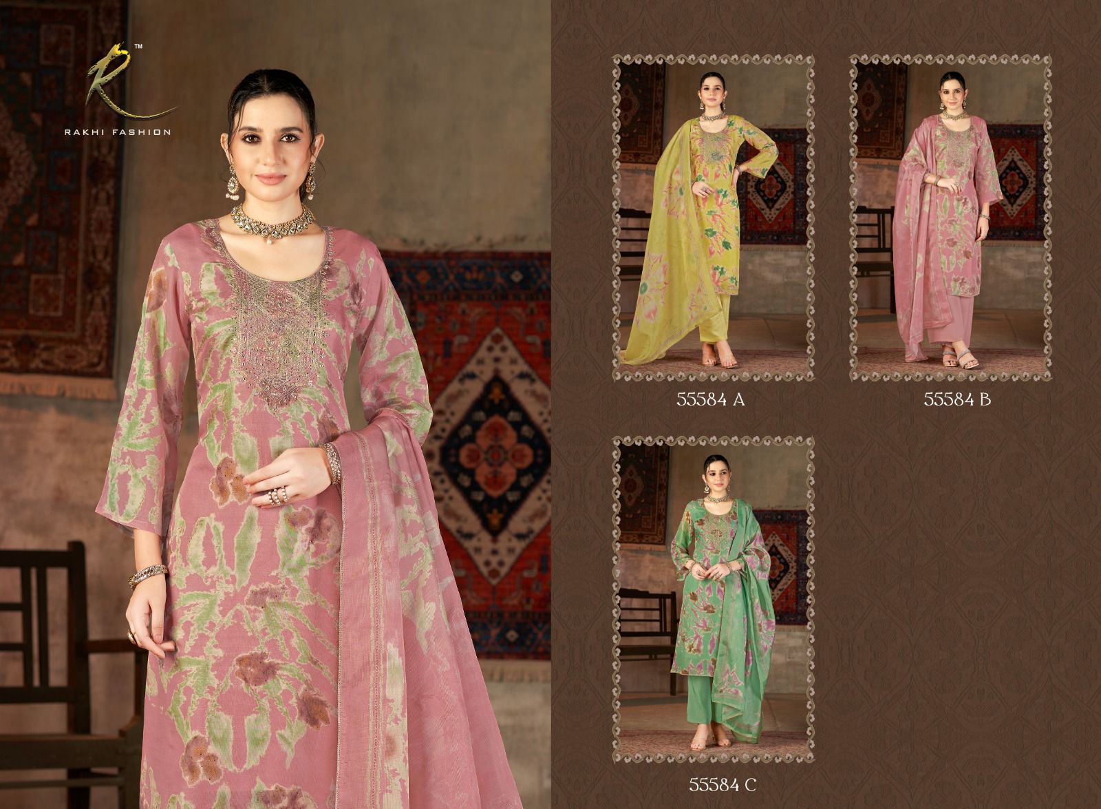 Ranjhan Vol 1 Rakhi Fashion Pure Bemberg Pant Style Suits Supplier Gujarat