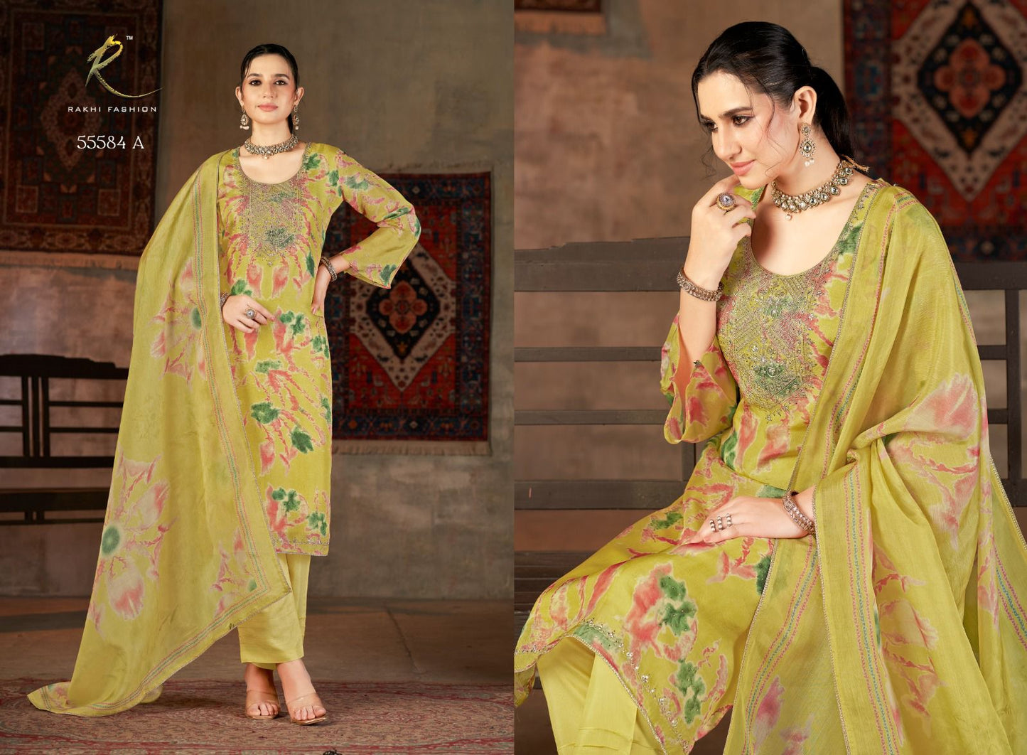 Ranjhan Vol 1 Rakhi Fashion Pure Bemberg Pant Style Suits Supplier Gujarat