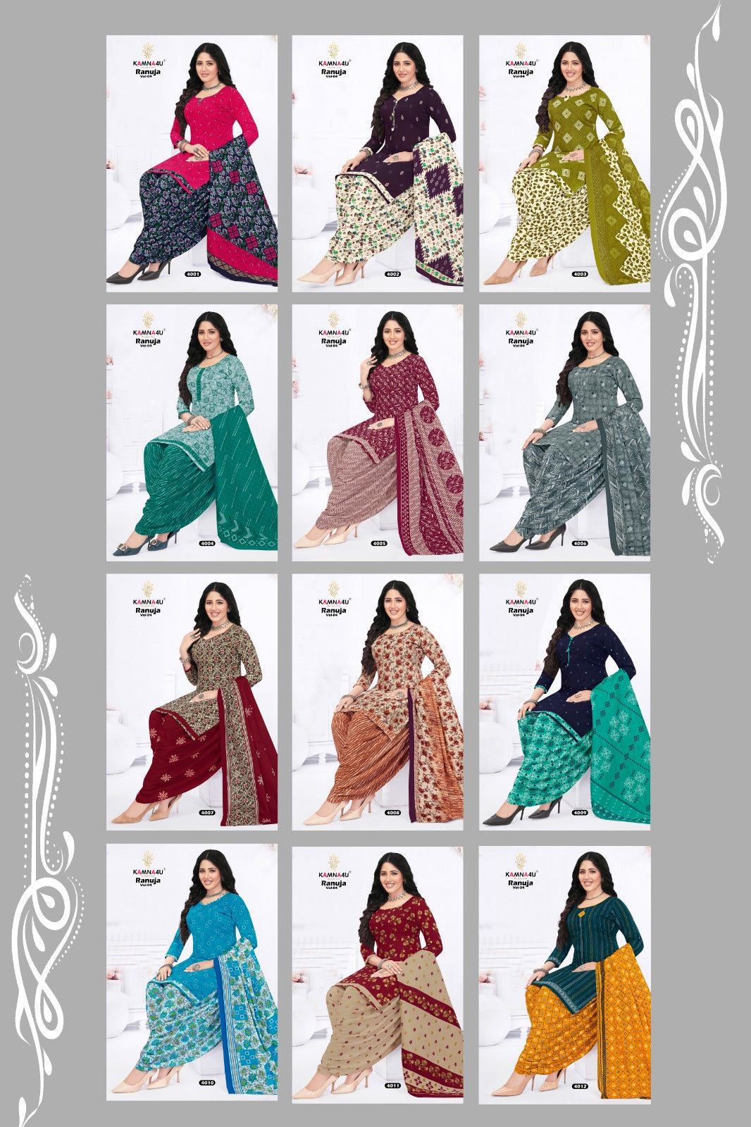 Ranuja Vol 4 With Lining Kamna4U Readymade Cotton Patiyala Suits Exporter