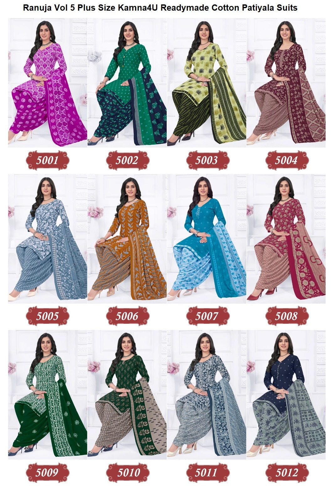 Ranuja Vol 5 Plus Size Kamna4U Readymade Cotton Patiyala Suits Wholesale Price