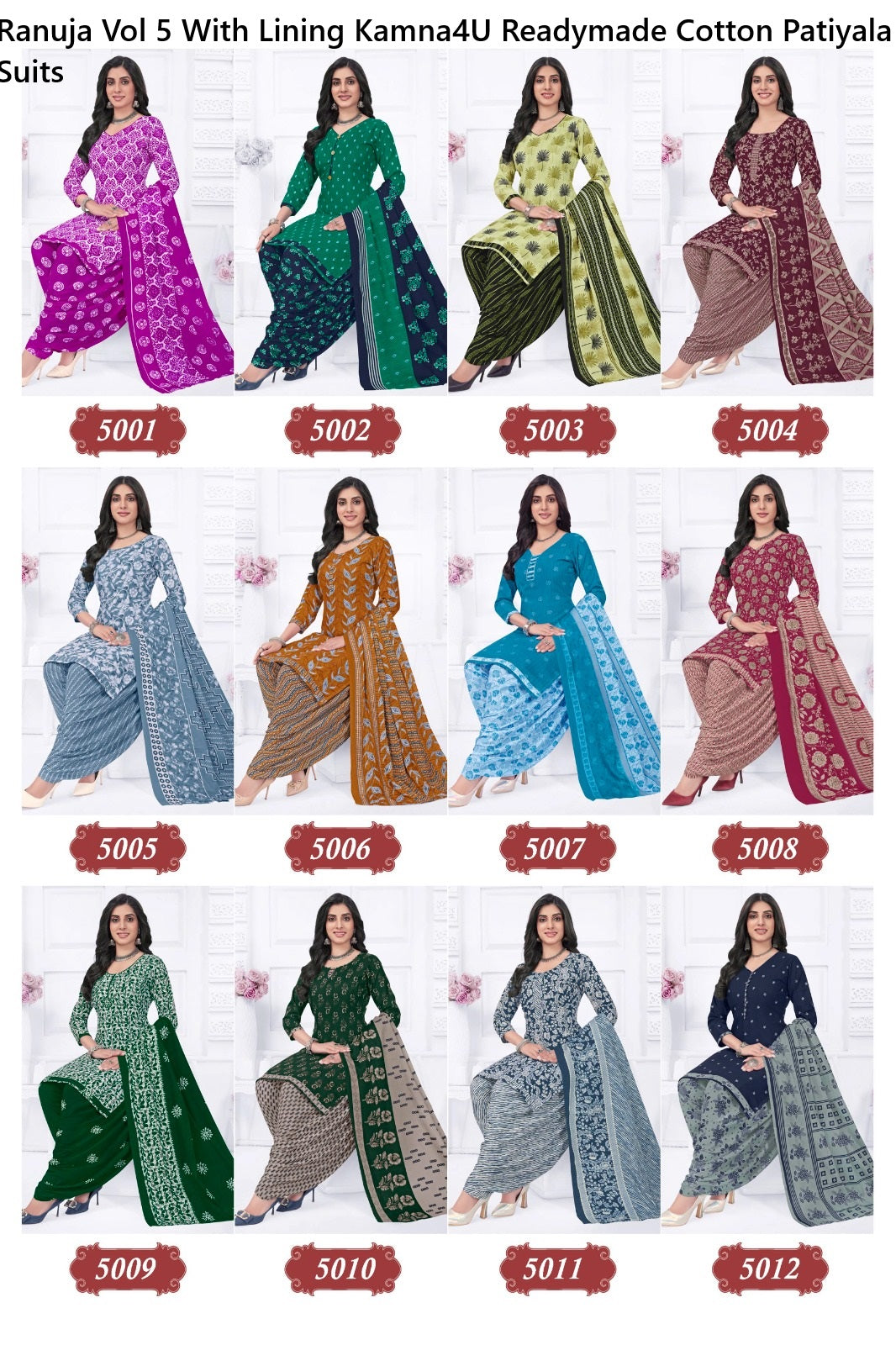 Ranuja Vol 5 With Lining Kamna4U Readymade Cotton Patiyala Suits Manufacturer India