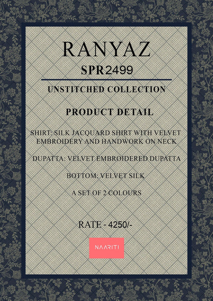 Ranyaz Naariti Velvet Suits Wholesale Price