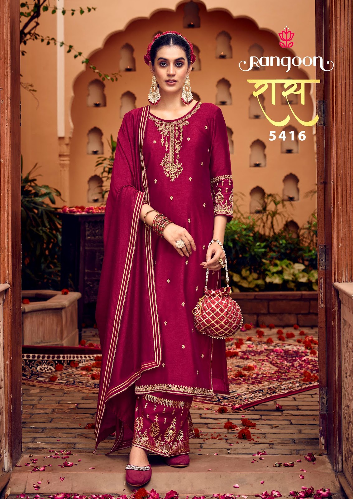 Ras Rangoon Silk Readymade Plazzo Style Suits Exporter Ahmedabad