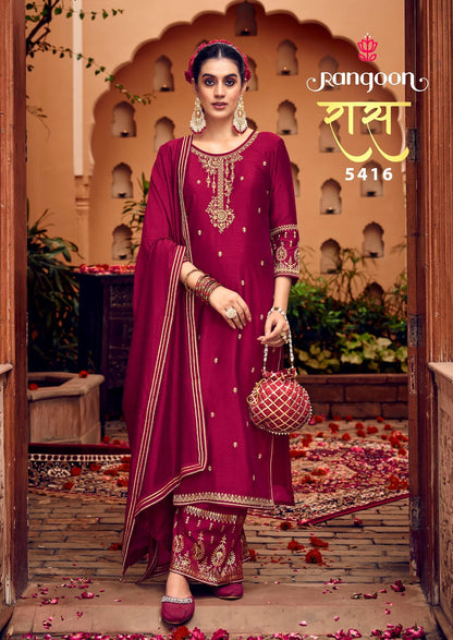 Ras Rangoon Silk Readymade Plazzo Style Suits Exporter Ahmedabad