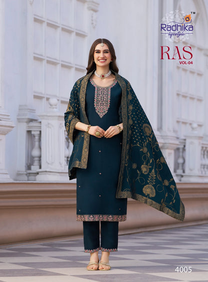 Raas Vol 4 Radhika Lifestyle Vertican Readymade Pant Style Suits Supplier Gujarat