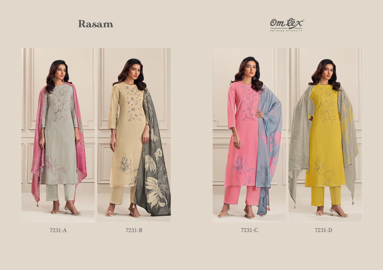 Rasam Omtex Premium Lawn Pant Style Suits Wholesale Price