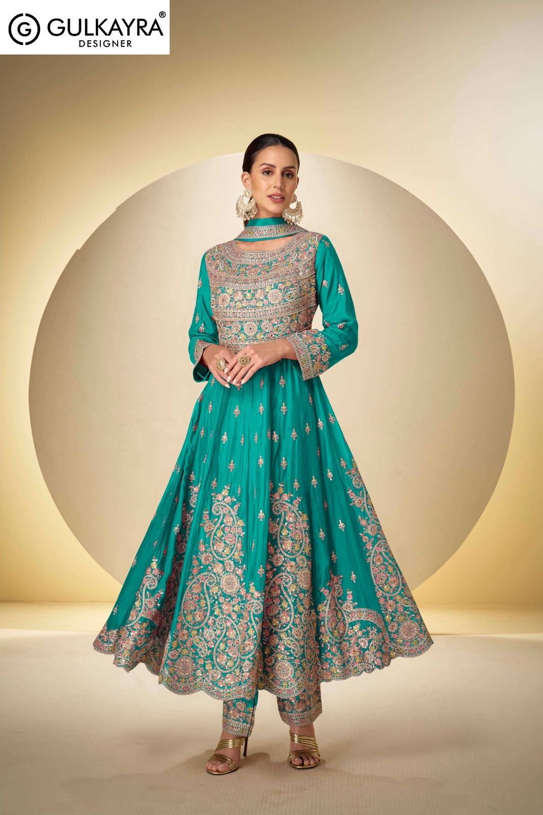 Rasbari Gulkayra Designer Chinon Readymade Anarkali Suits Wholesaler Ahmedabad