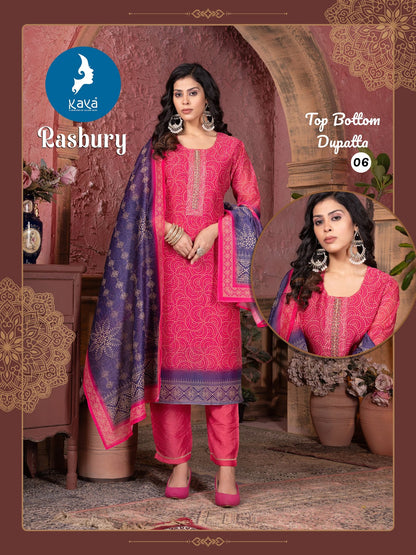 Rasbury Kaya Chanderi Readymade Pant Style Suits Wholesaler Ahmedabad