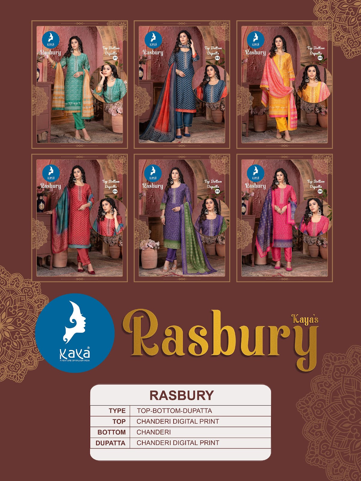 Rasbury Kaya Chanderi Readymade Pant Style Suits Wholesaler Ahmedabad
