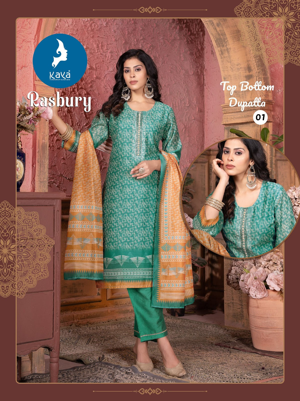 Rasbury Kaya Chanderi Readymade Pant Style Suits Wholesaler Ahmedabad
