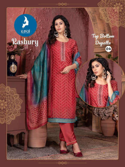 Rasbury Kaya Chanderi Readymade Pant Style Suits Wholesaler Ahmedabad