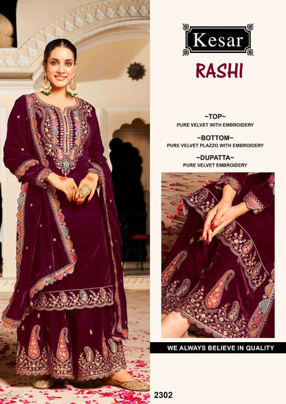 Rashi Kesar Velvet Suits Supplier