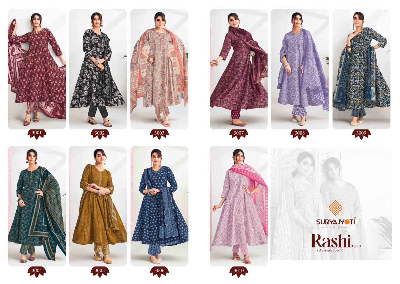 Rashi Vol 3 Suryajyoti Cotton Readymade Anarkali Suits Wholesale