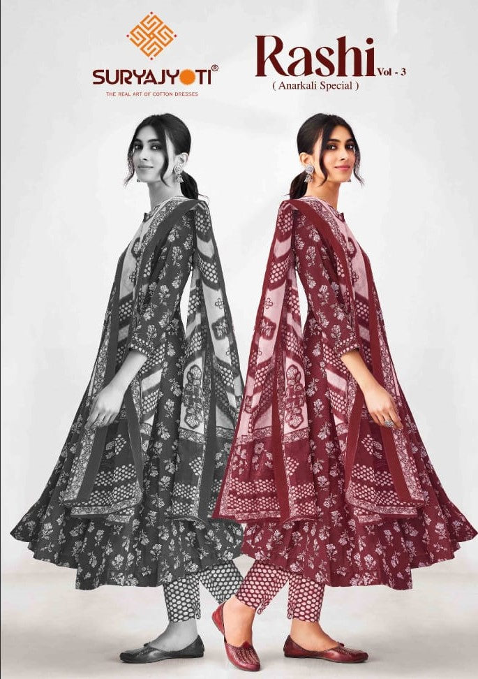 Rashi Vol 3 Suryajyoti Cotton Readymade Anarkali Suits Wholesale
