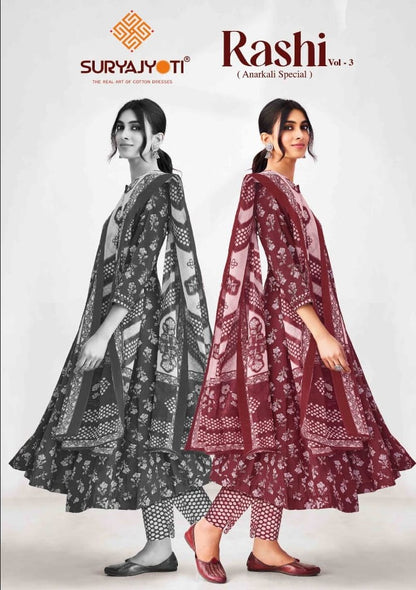 Rashi Vol 3 Suryajyoti Cotton Readymade Anarkali Suits Wholesale
