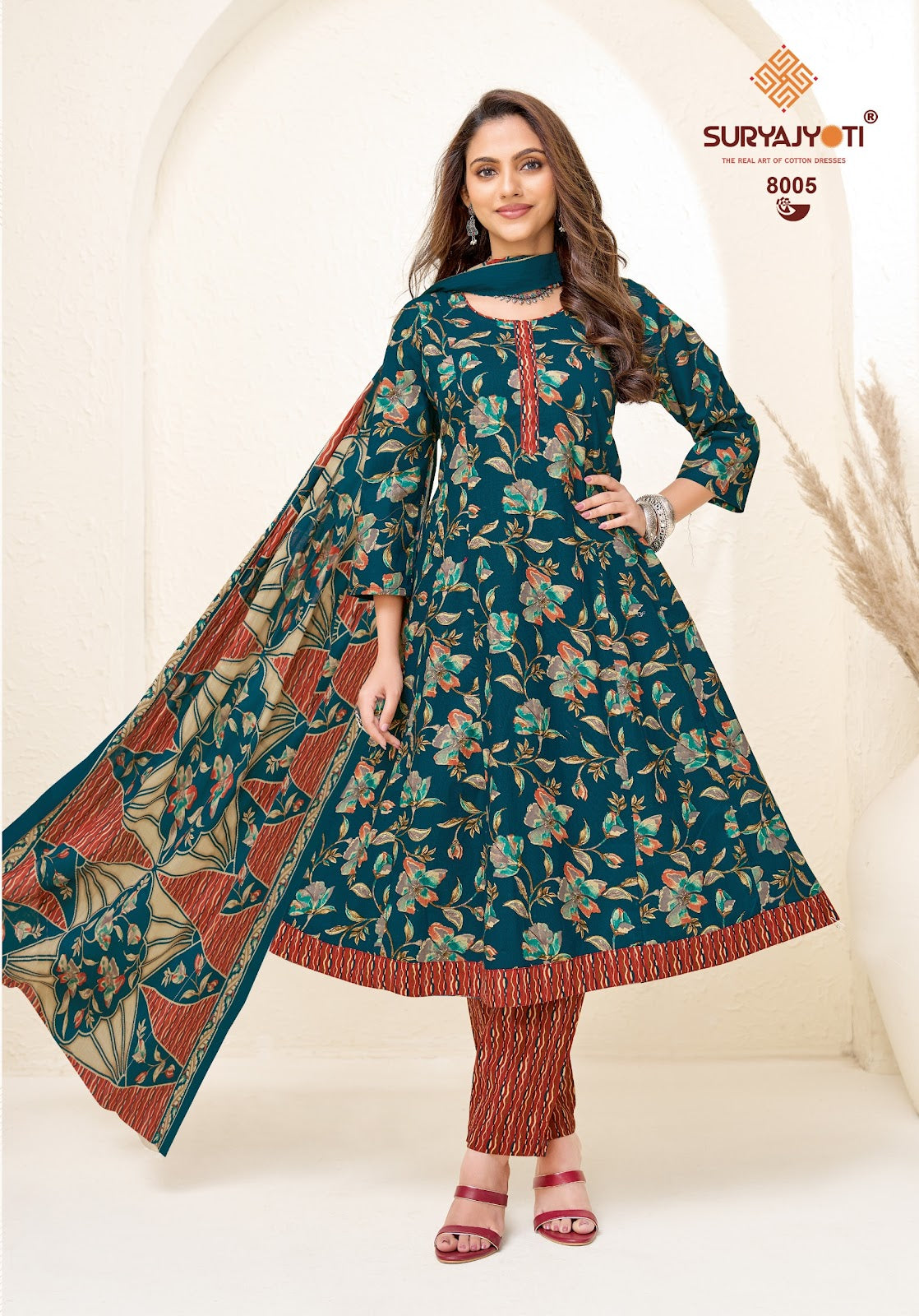 Rashi Vol 8 Suryajyoti Cotton Readymade Anarkali Suits Wholesaler Ahmedabad