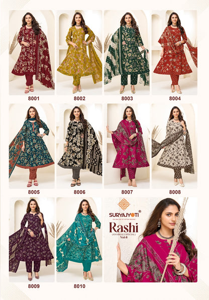 Rashi Vol 8 Suryajyoti Cotton Readymade Anarkali Suits Wholesaler Ahmedabad