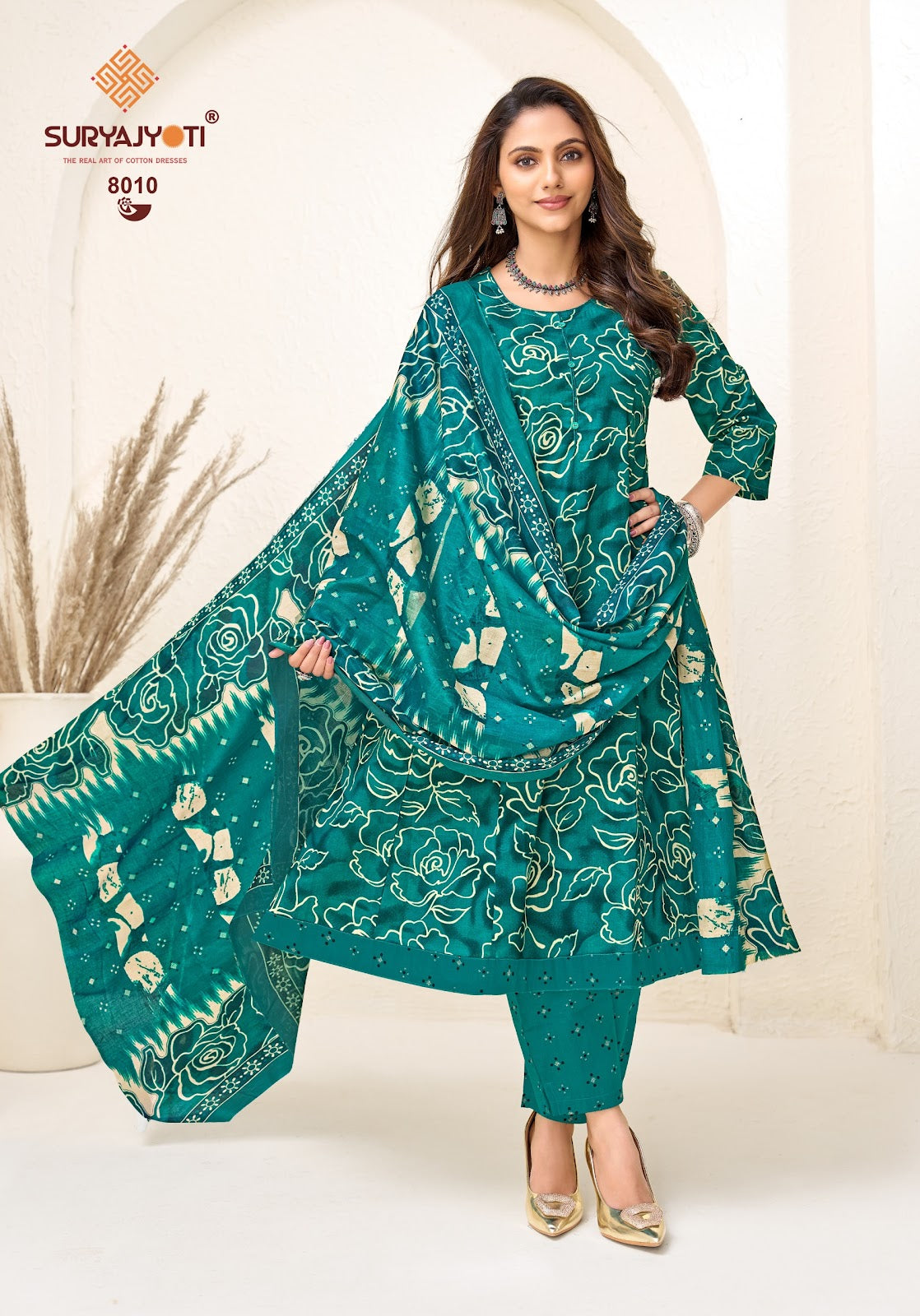 Rashi Vol 8 Suryajyoti Cotton Readymade Anarkali Suits Wholesaler Ahmedabad