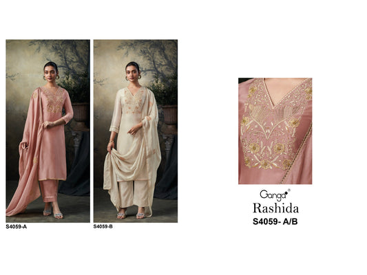 Rashida 4059 Ganga Premium Bemberg Pant Style Suits Exporter Gujarat