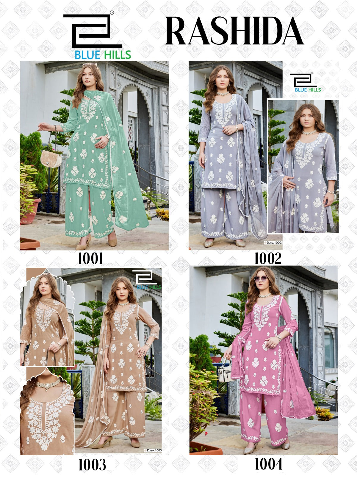 Rashida Blue Hills Rayon 14Kg Readymade Plazzo Style Suits Supplier Gujarat