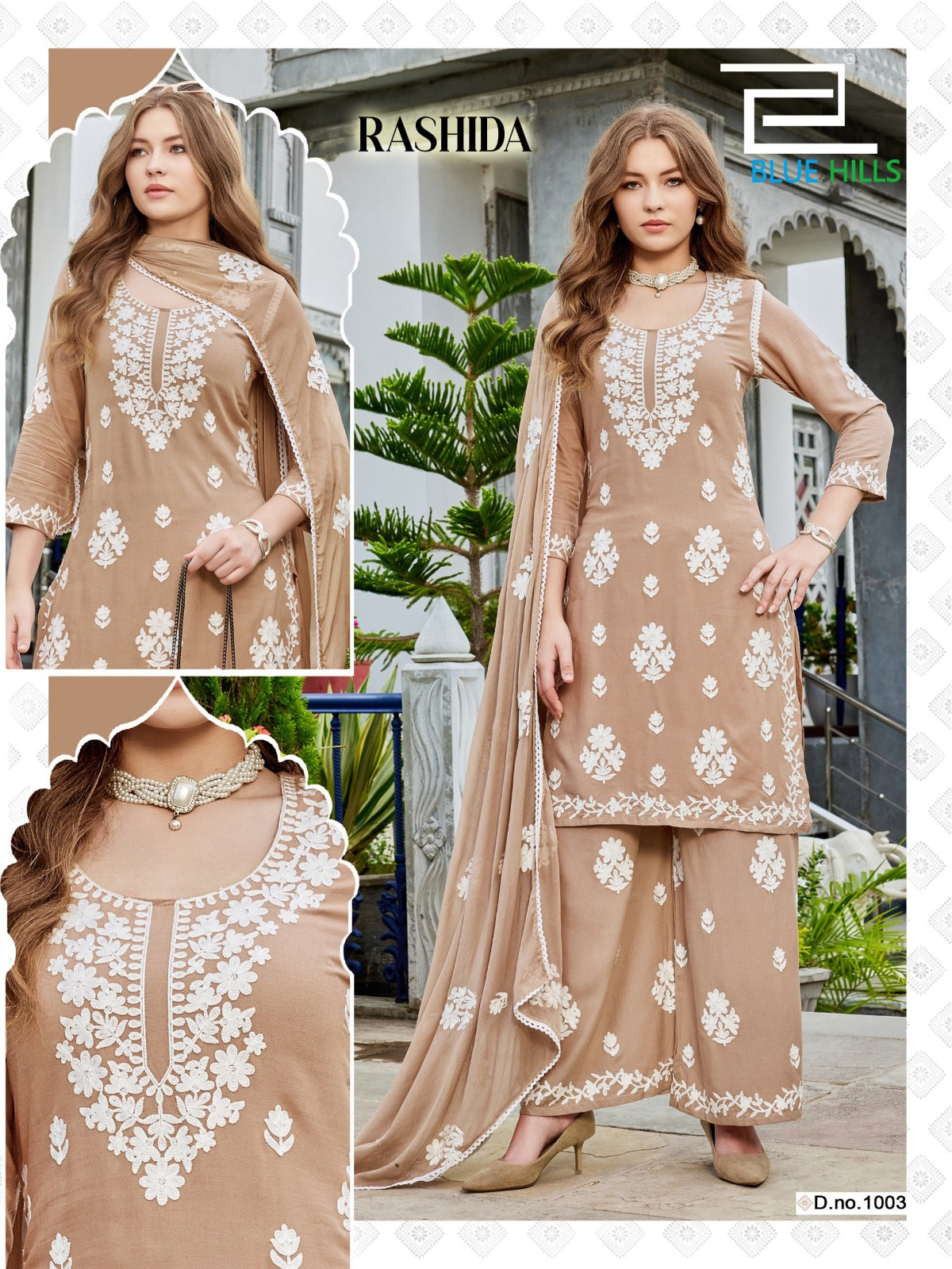 Rashida Blue Hills Rayon 14Kg Readymade Plazzo Style Suits Supplier Gujarat