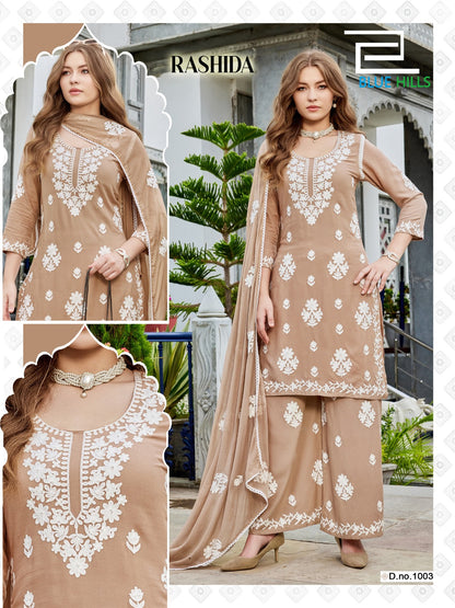 Rashida Blue Hills Rayon 14Kg Readymade Plazzo Style Suits Supplier Gujarat