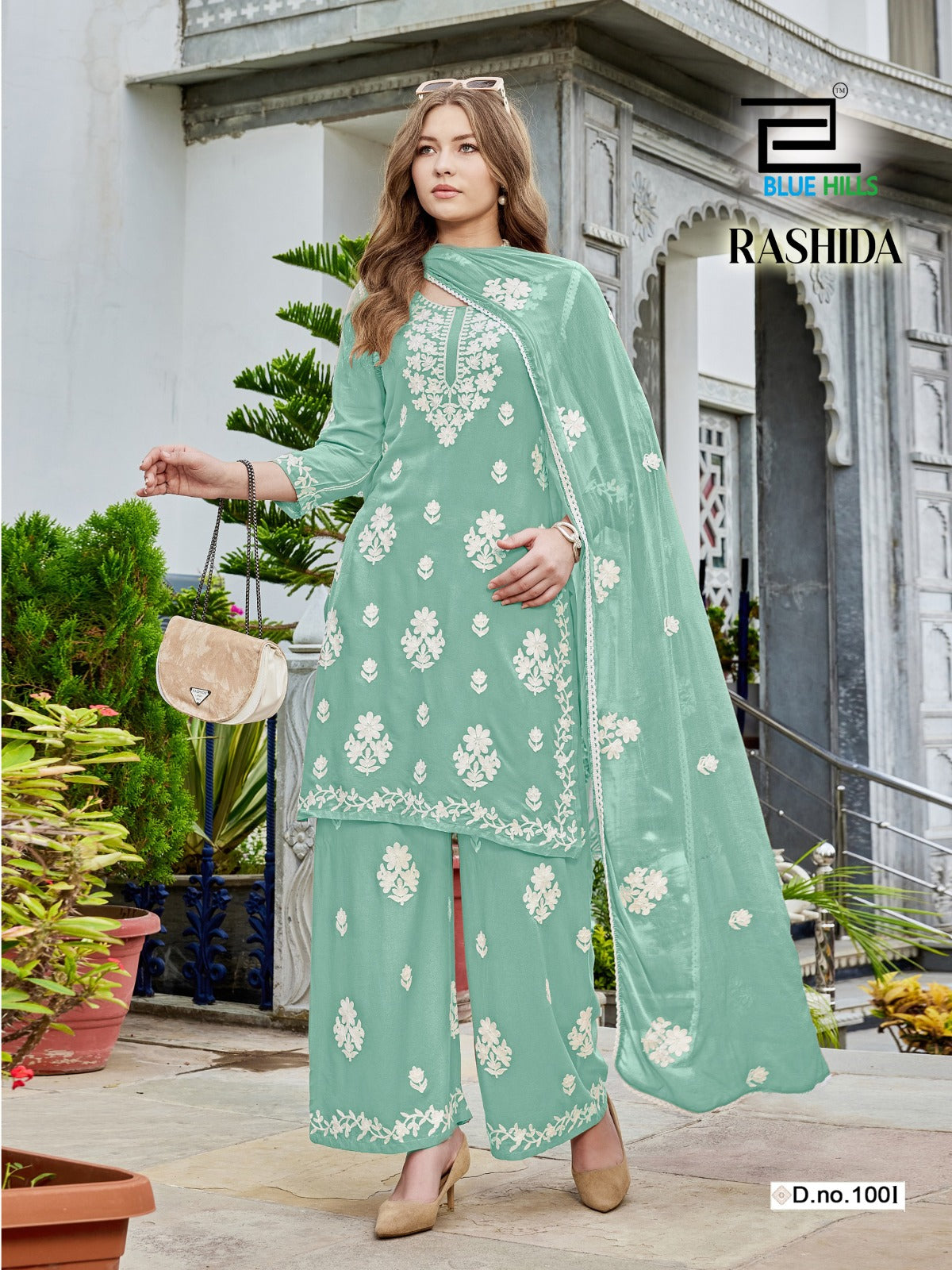 Rashida Blue Hills Rayon 14Kg Readymade Plazzo Style Suits Supplier Gujarat