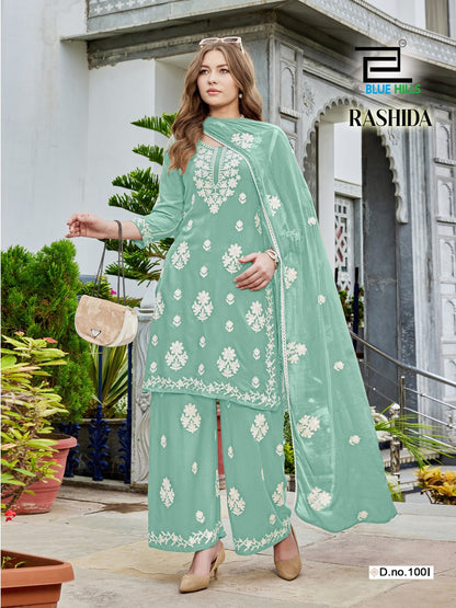 Rashida Blue Hills Rayon 14Kg Readymade Plazzo Style Suits Supplier Gujarat