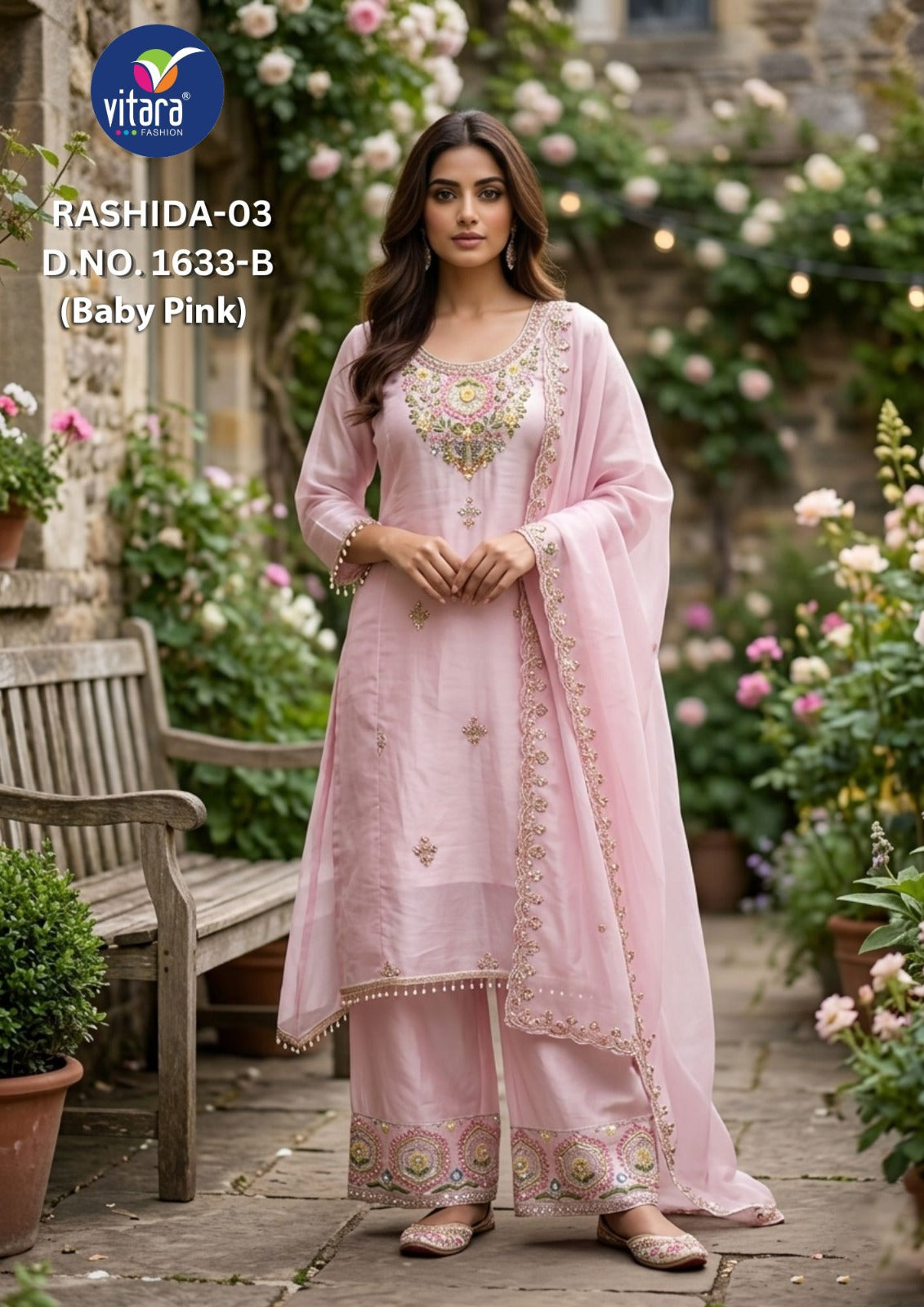 Rashida Vitara Crush Readymade Plazzo Style Suits Exporter India