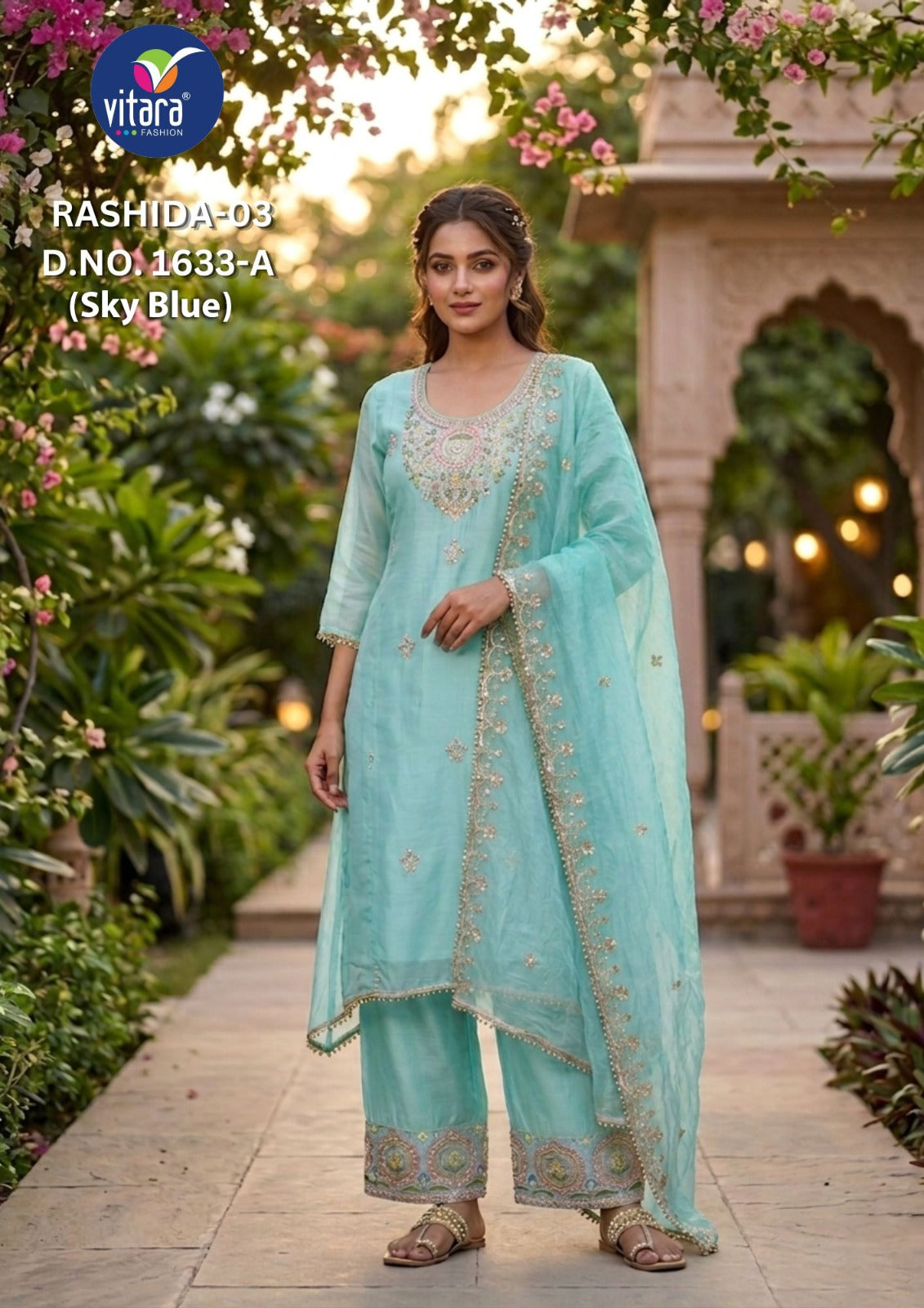 Rashida Vitara Crush Readymade Plazzo Style Suits Exporter India