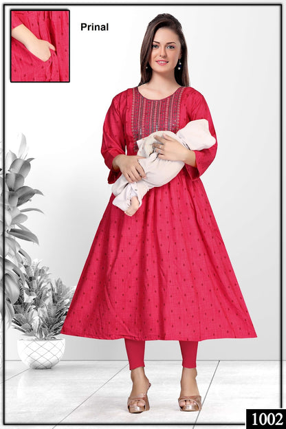Rashmi Prinal Reyon Feeding Kurtis Supplier India