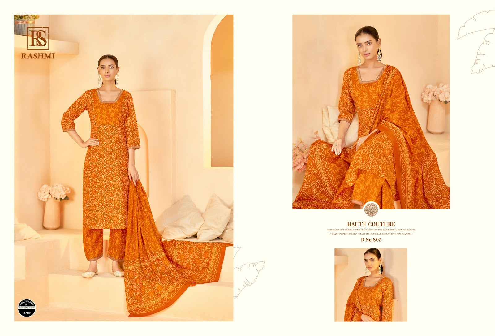 Rashmi Rangi Sangi Cotton Readymade Plazzo Style Suits Supplier India