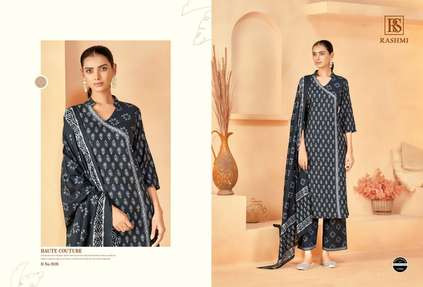 Rashmi Rangi Sangi Cotton Readymade Plazzo Style Suits Supplier India