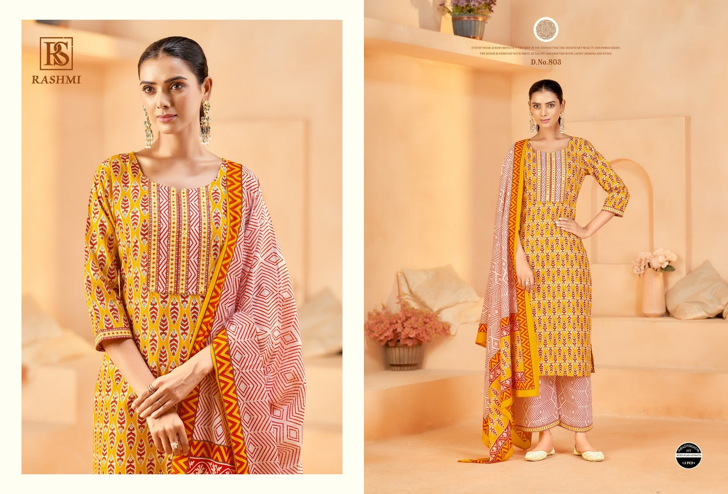 Rashmi Rangi Sangi Cotton Readymade Plazzo Style Suits Supplier India