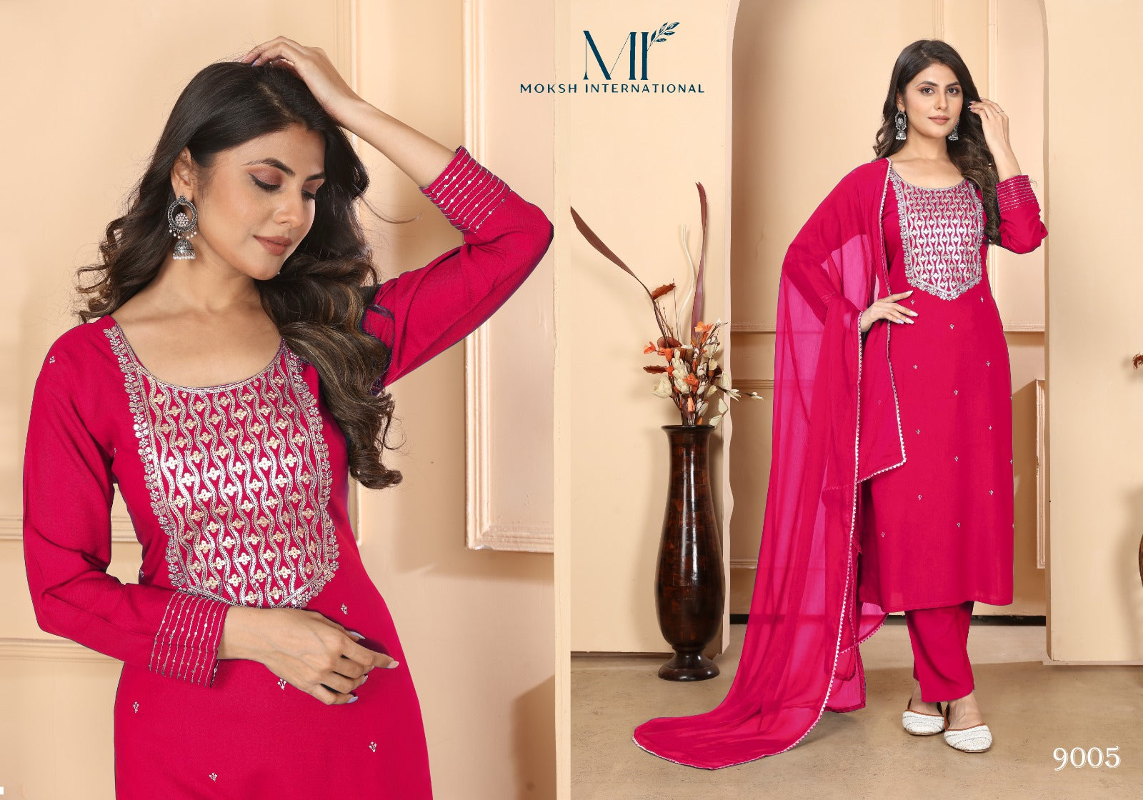 Rashmi Vol 1 Moksh International Premium Readymade Pant Style Suits Exporter Gujarat