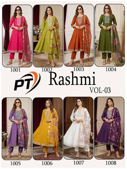 Rashmi Vol 3 Pt Berlin Readymade Anarkali Suits Supplier Gujarat