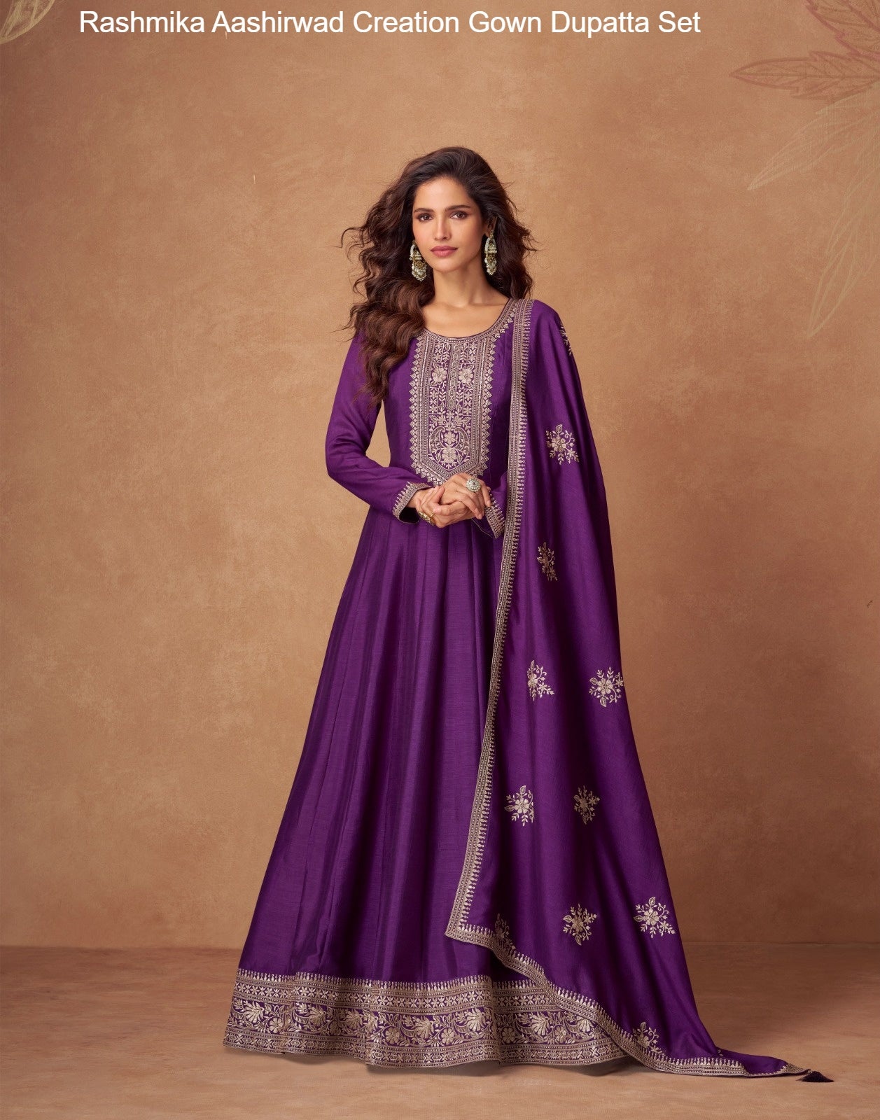 Rashmika Aashirwad Creation Silk Gown Dupatta Set Supplier India