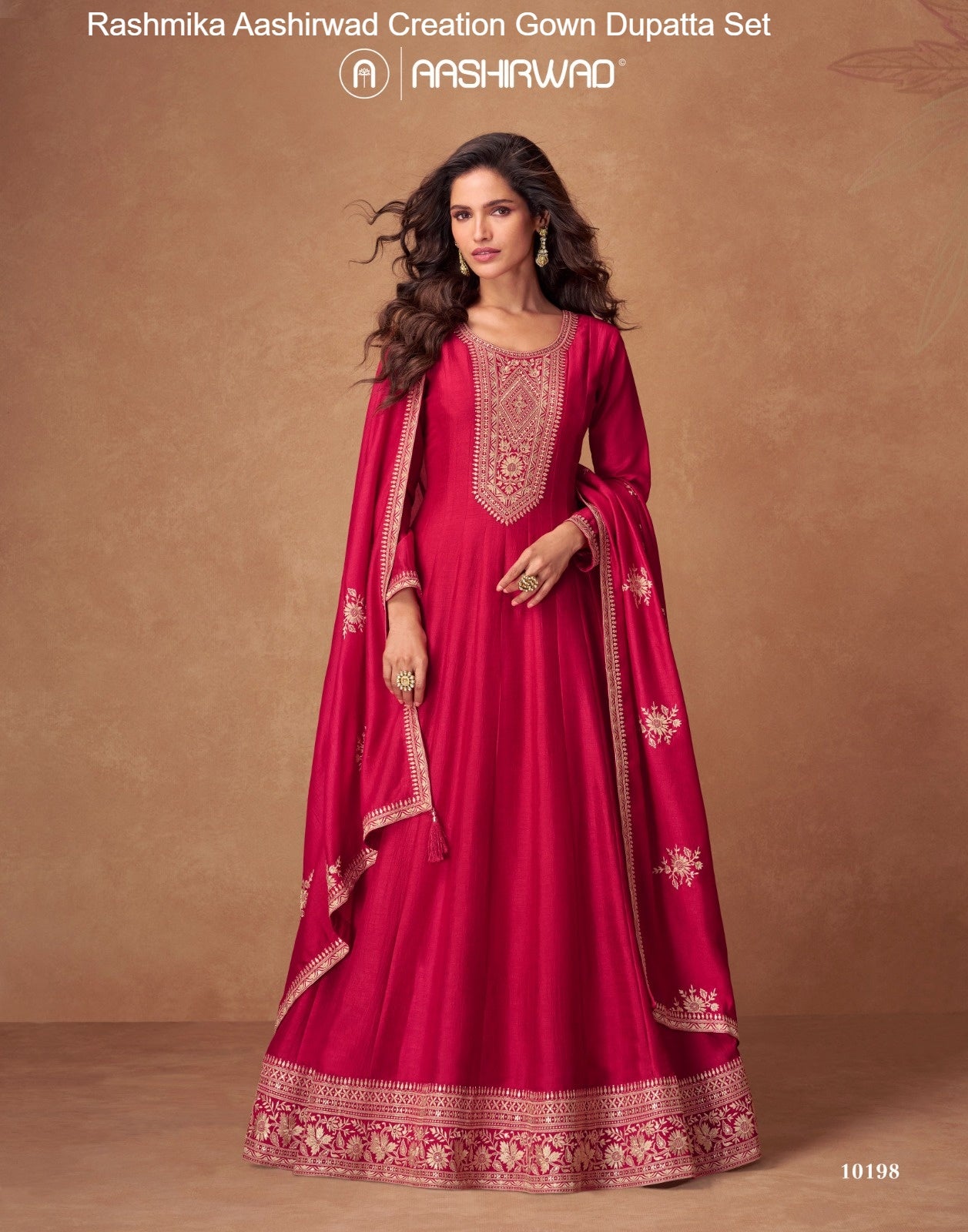 Rashmika Aashirwad Creation Silk Gown Dupatta Set Supplier India