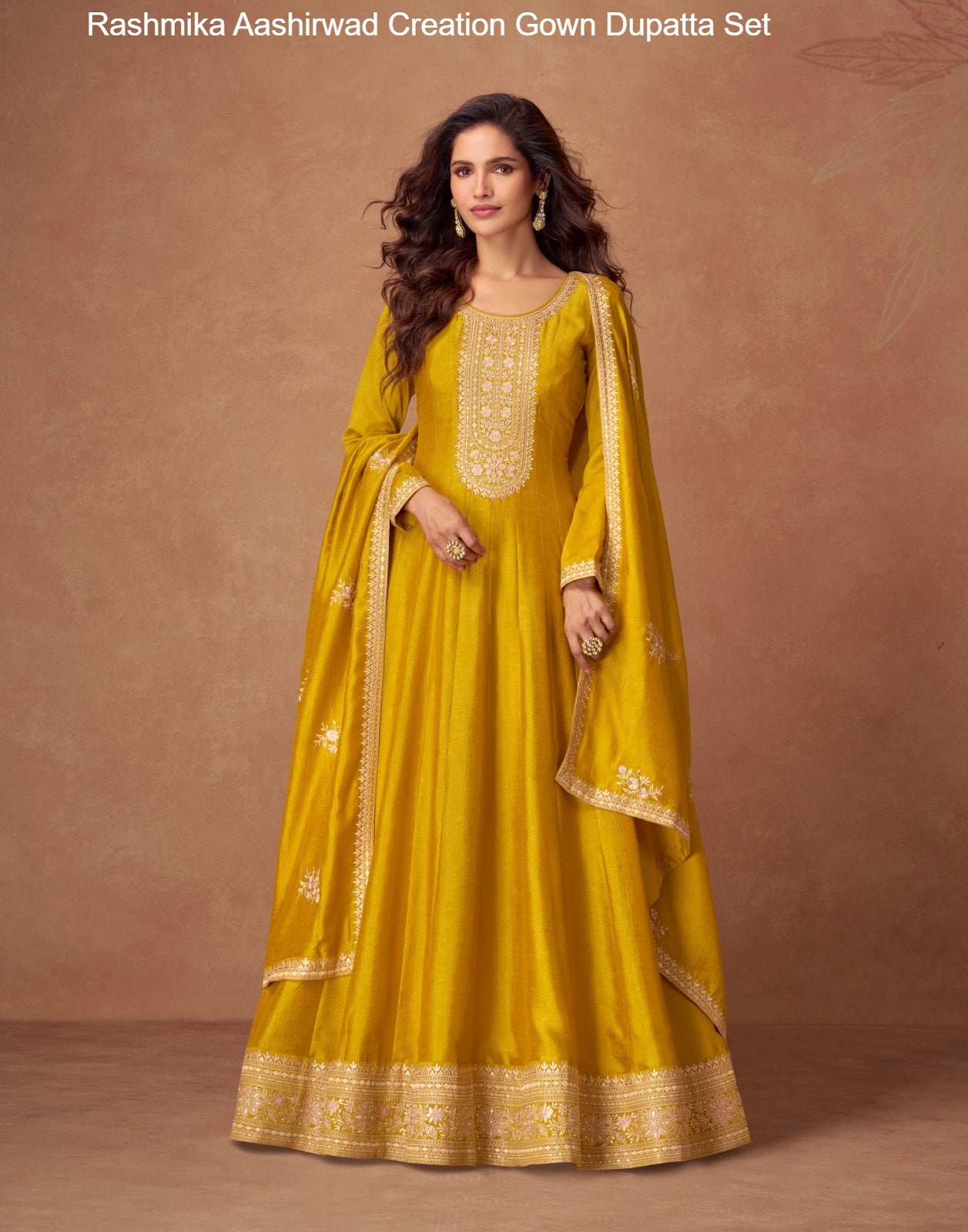 Rashmika Aashirwad Creation Silk Gown Dupatta Set Supplier India