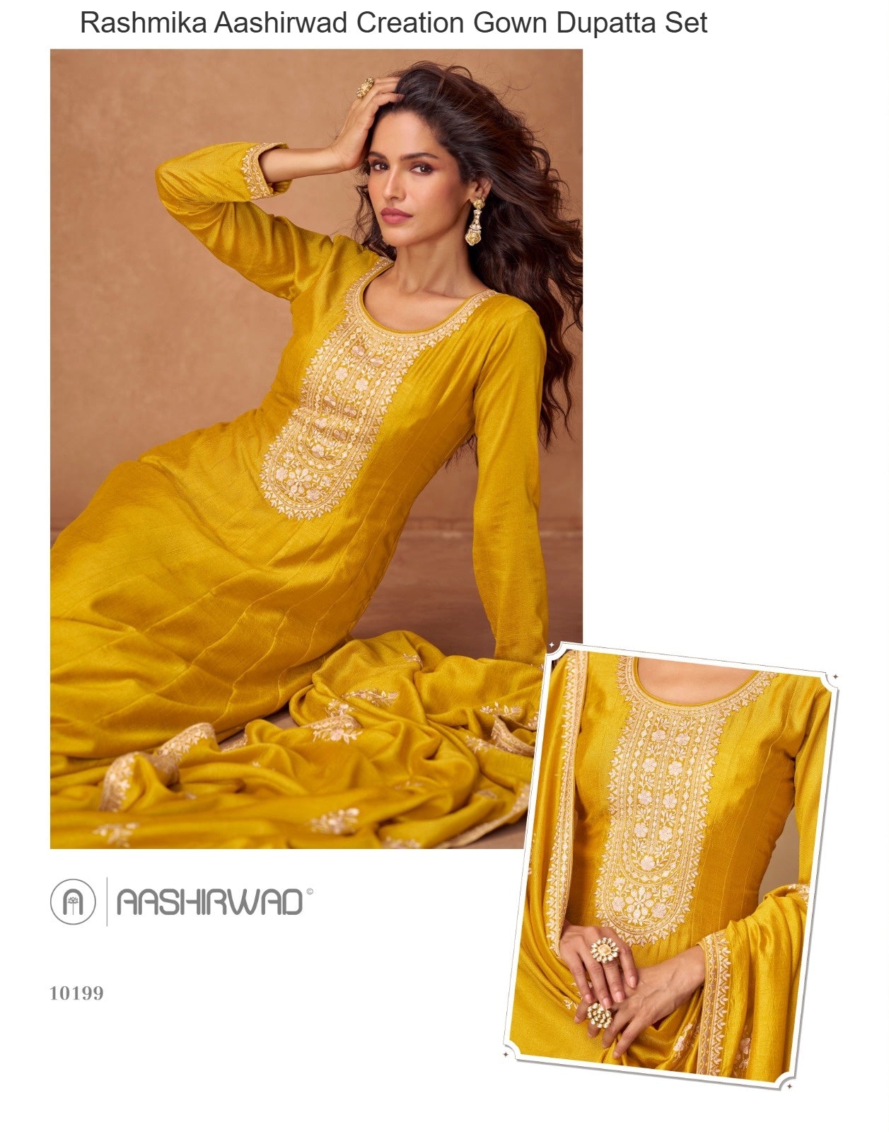 Rashmika Aashirwad Creation Silk Gown Dupatta Set Supplier India