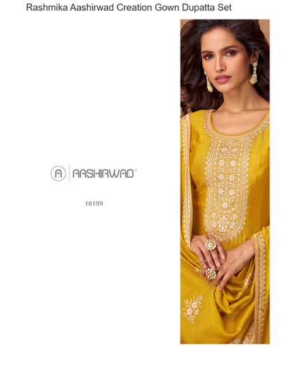 Rashmika Aashirwad Creation Silk Gown Dupatta Set Supplier India